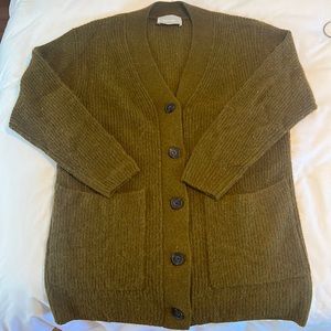 Everlane Dark Green Oversized Alpaca Cardigan size M